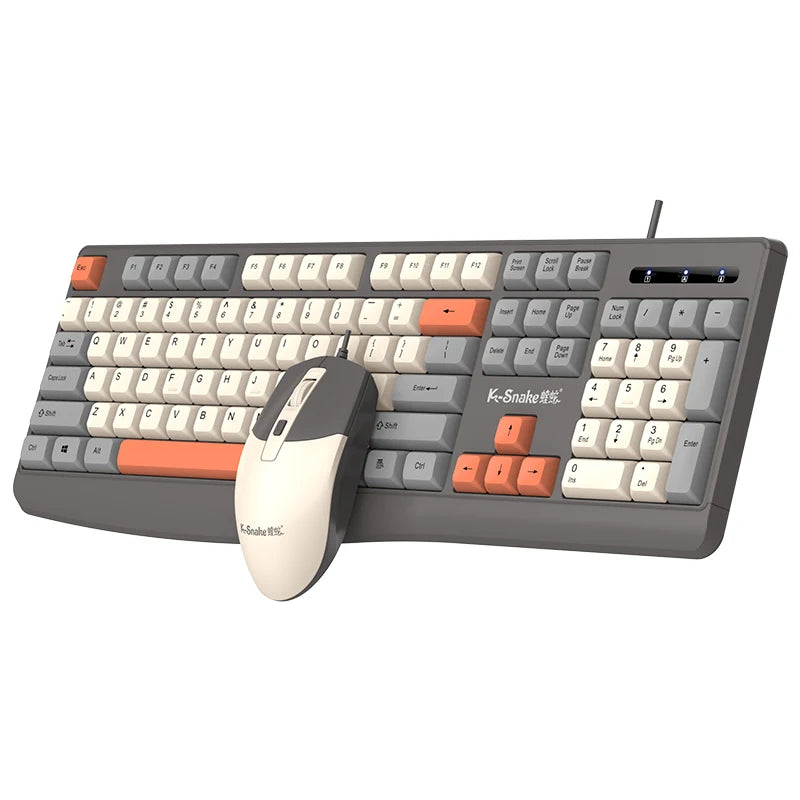 K-snake KM300 Wired Keyboard and Mouse Set USB Ergonomic Desktop Laptop Keyboard and Mouse Home Office