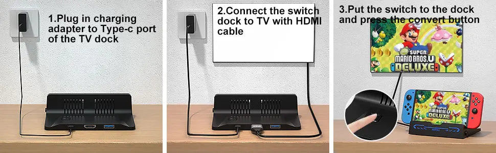 Switch Docking Station For Nintendo Switch OLED/Nintendo Switch Accessories,Portable TV Docking Station with 4K Adapter
