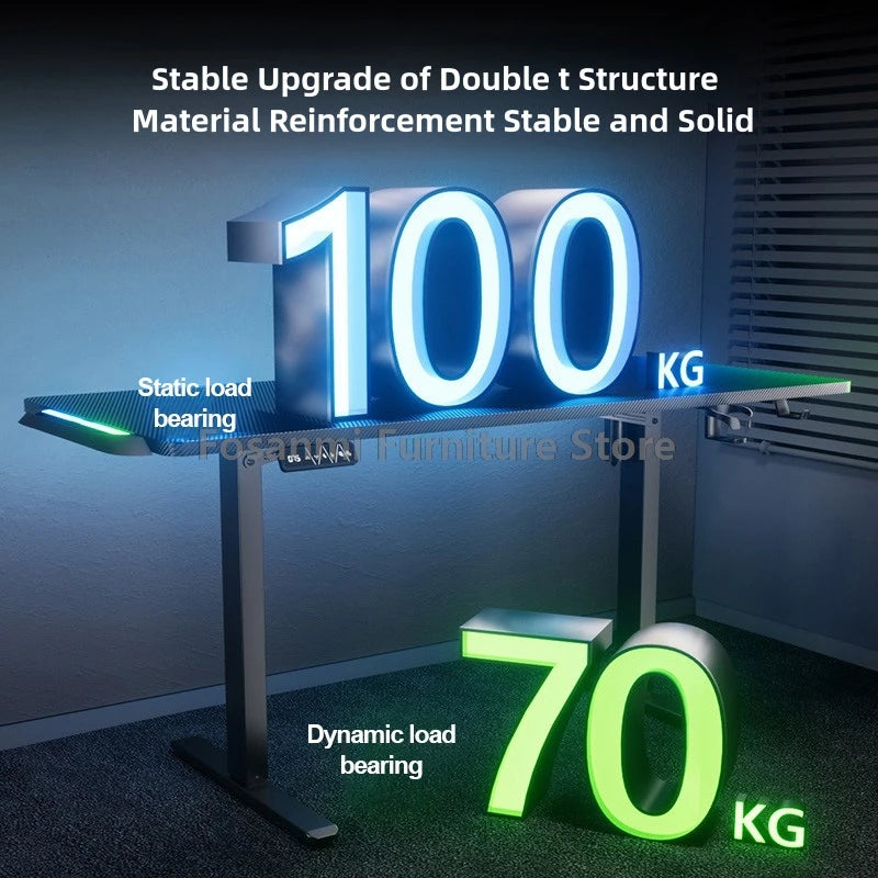 Electric Adjustable Height Computer Desk Carbon Fiber Gaming Table for Home Sturdy and Spacious Room Motion Desk Standing Table