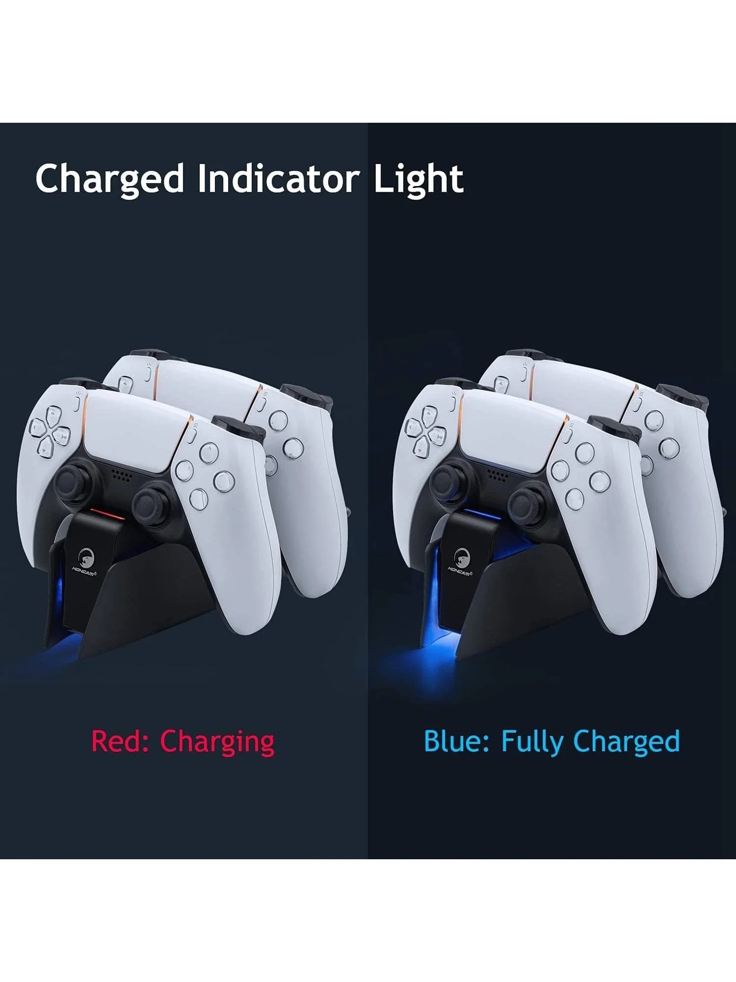 Controller Charging Station with Dual Fast Charger Dock for PS5 DualSense Wireless Controller with LED Charging Indicators