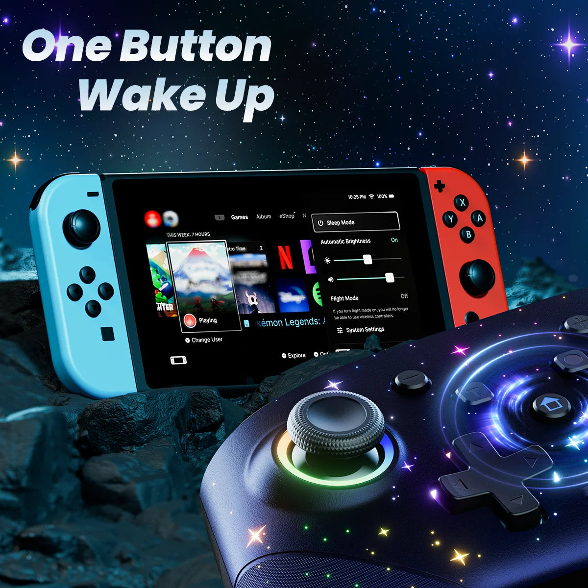 Switch Controller, LED Star Wireless Pro Controller for Switch/Lite/OLED, Multi-Platform Windows PC/IOS/Android Controller with