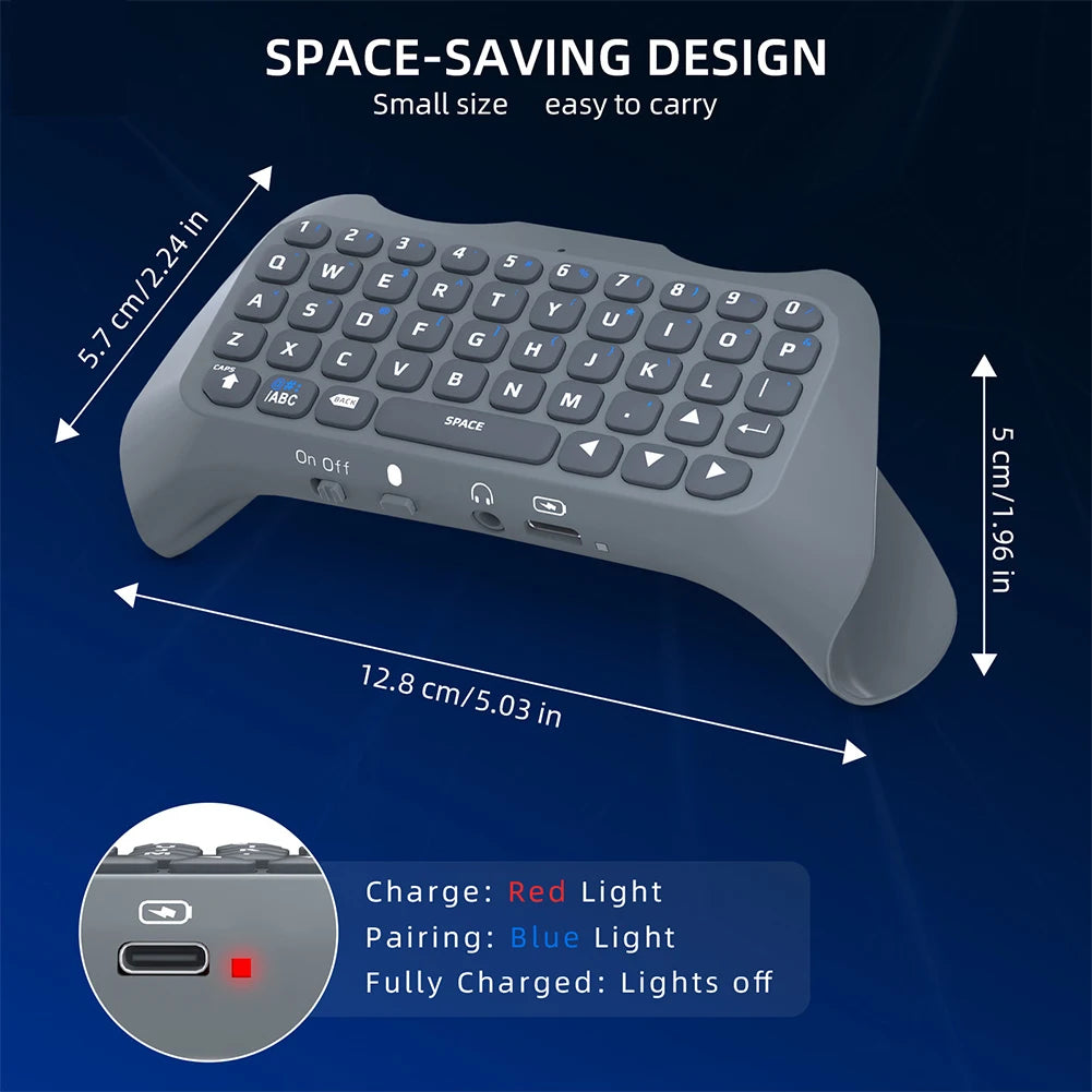 Wireless Controller Keyboard Bluetooth-Compatible 3.0 Controller Chat Pad 3.5mm Gaming Handle Keyboard for PS5 Gamepad