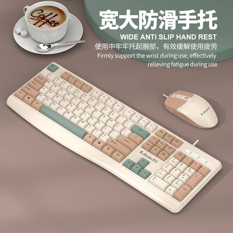 K-snake KM300 Wired Keyboard and Mouse Set USB Ergonomic Desktop Laptop Keyboard and Mouse Home Office