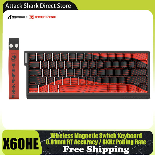 MAMBASNAKE X60HE Rapid Trigger Wireless Gaming Keyboard, 0.01mm RT Accuracy, 8000hz, Magnetic Switch, RGB, Snap Tap, DKS, TGL