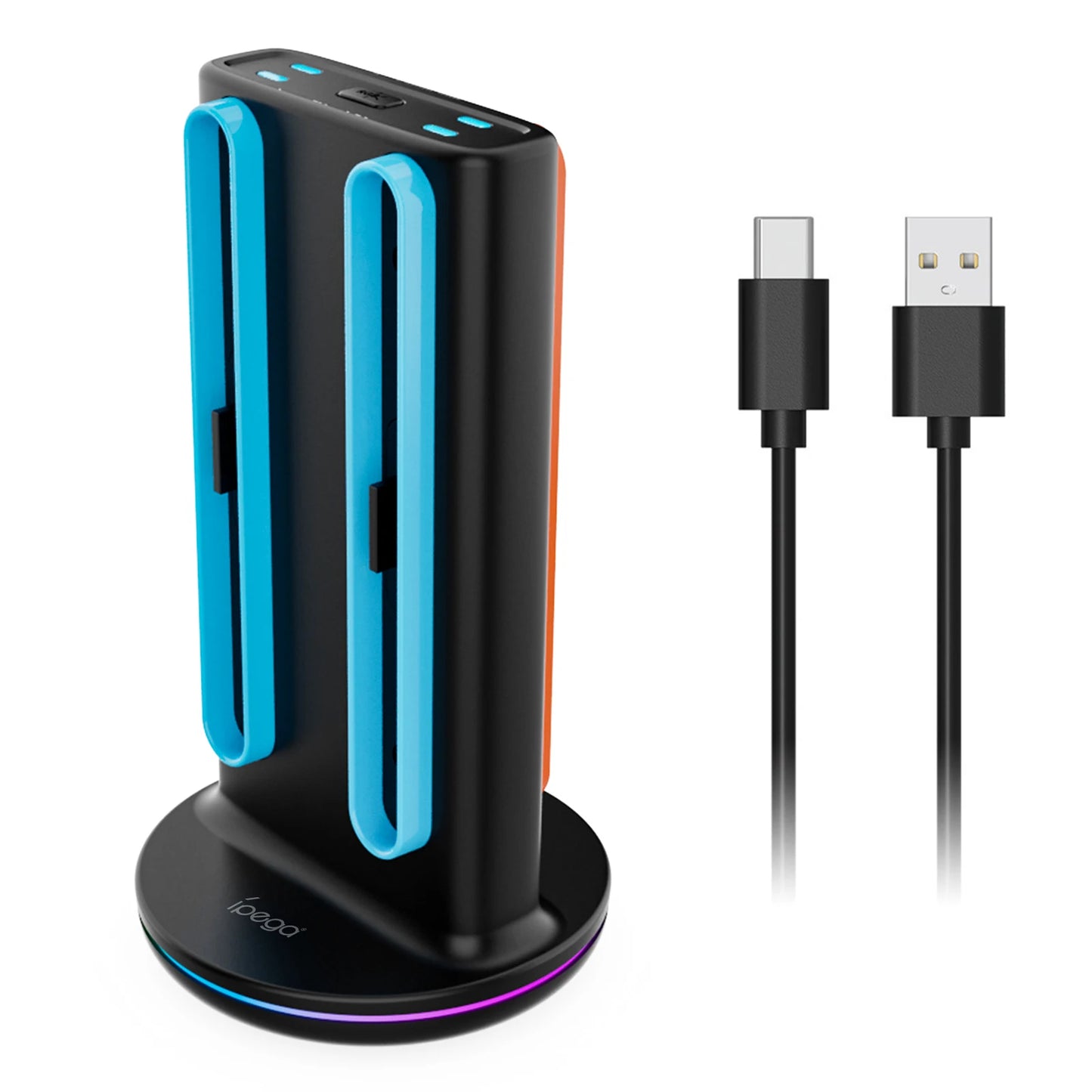 Switch 2 Controller Charger for Joy-pad 2 Charging Dock with 9 Light Modes for Switch 2 Charger Station for N-S 2 with USB Cable