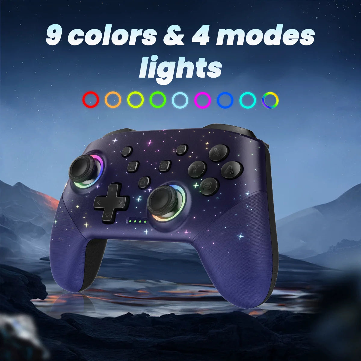 Switch Controller, LED Star Wireless Pro Controller for Switch/Lite/OLED, Multi-Platform Windows PC/IOS/Android Controller with