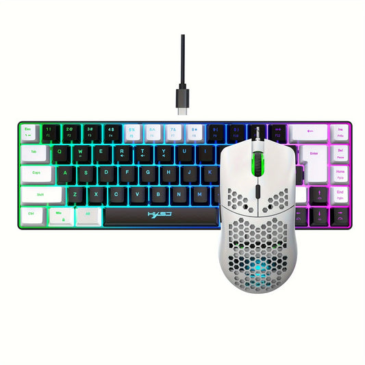 Best sale gaming keyboard and mouse combos lightweight honeycomb wired mouse RGB backlit mechanical feel gaming set for laptop