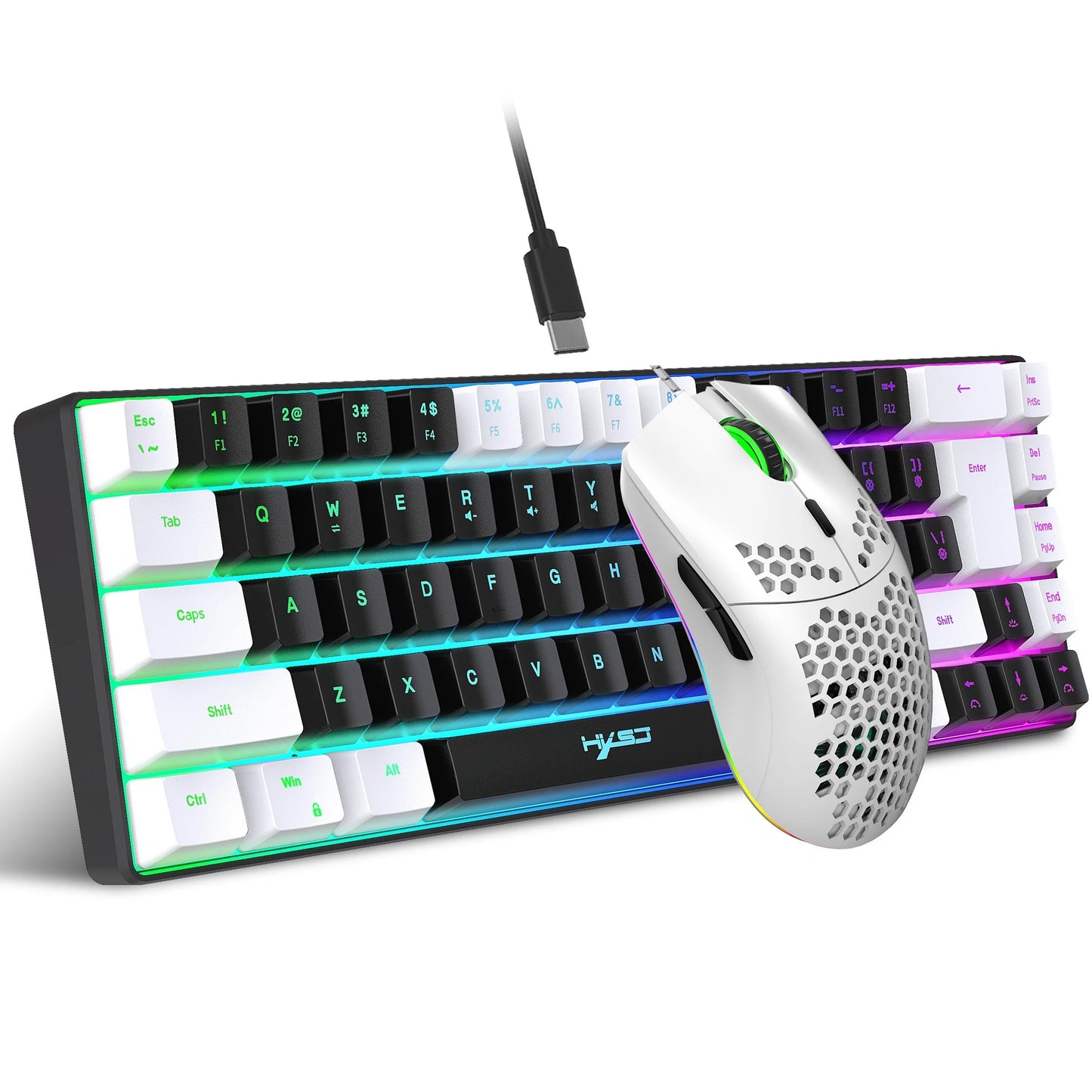 Best sale gaming keyboard and mouse combos lightweight honeycomb wired mouse RGB backlit mechanical feel gaming set for laptop
