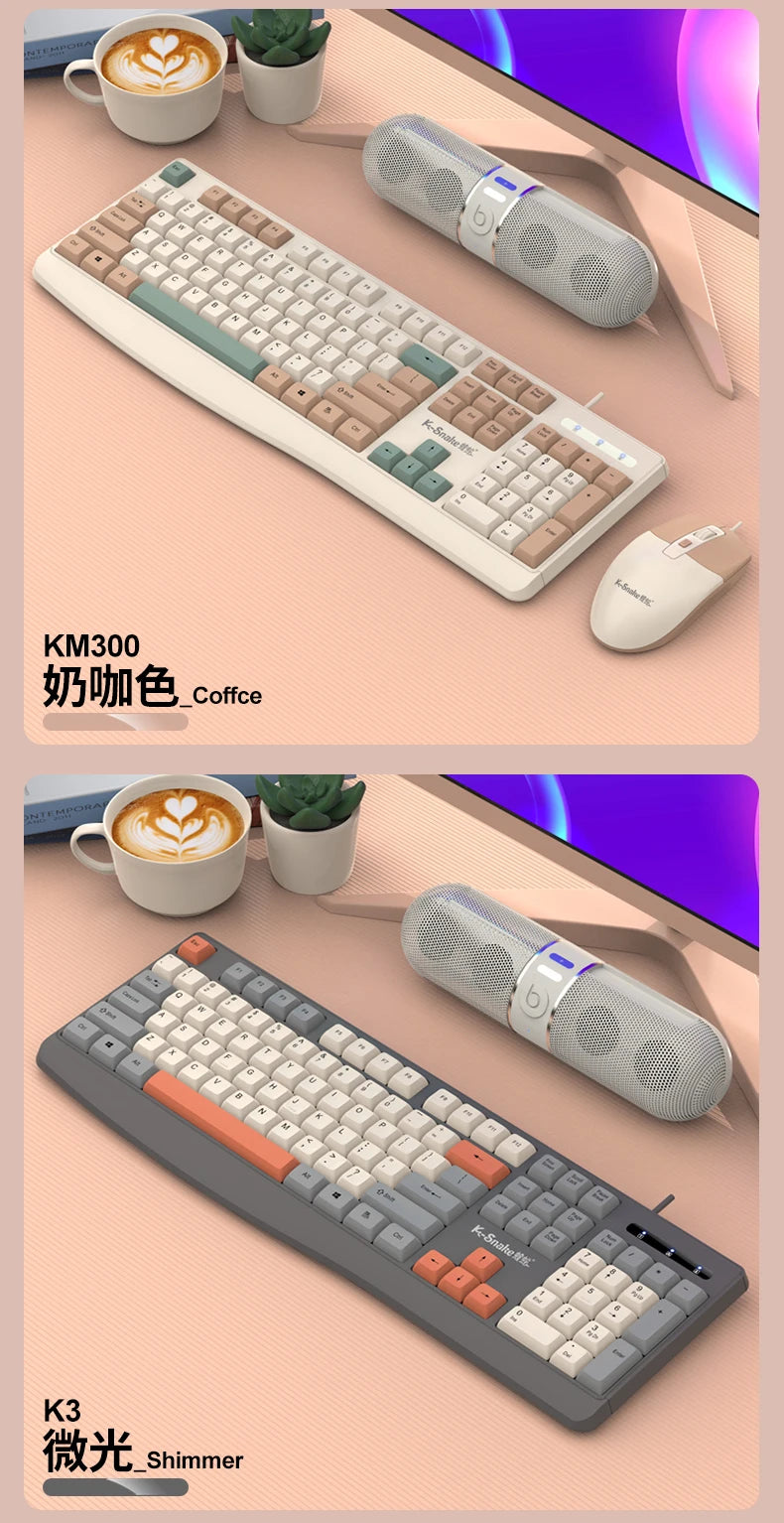 K-snake KM300 Wired Keyboard and Mouse Set USB Ergonomic Desktop Laptop Keyboard and Mouse Home Office