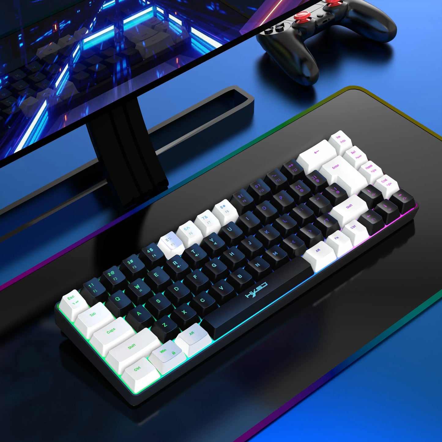 Best sale gaming keyboard and mouse combos lightweight honeycomb wired mouse RGB backlit mechanical feel gaming set for laptop
