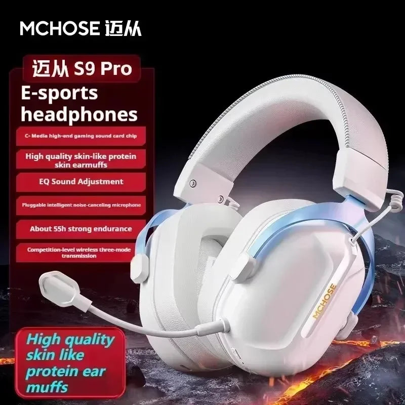 MCHOSE S9 Pro E-sport Gaming Headphone 3-mode Wireless Aluminum Alloy AI Noise Reduction Gaming Headset Gaming Accessory Custom