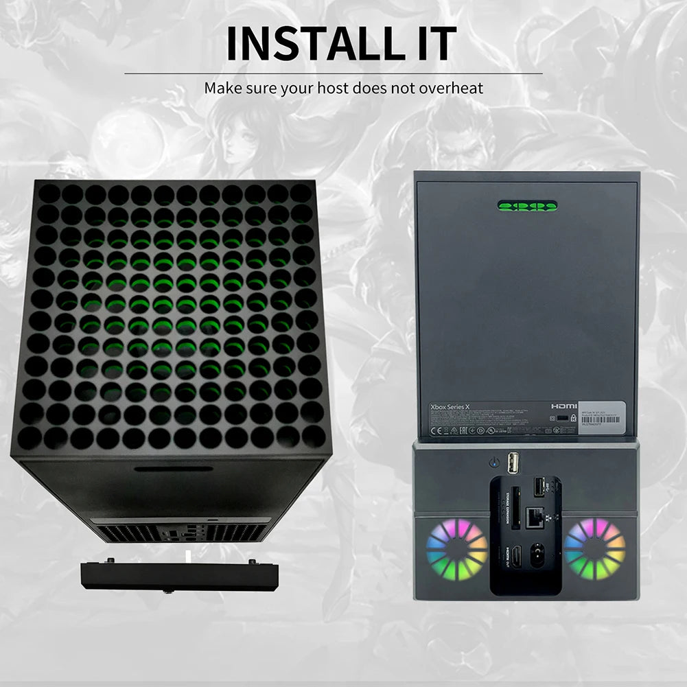Cooling Fan for Xbox Series X Vertical Cooling Stand Cooling System with Colorful RGB Lights &  USB Port for Xbox Series X