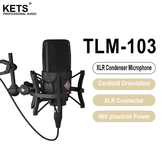 TLM-103 XLR Condenser Microphone, Professional Cardioid Studio Mic for Recording, Podcasting, Voice Over, Streaming, Home Studio