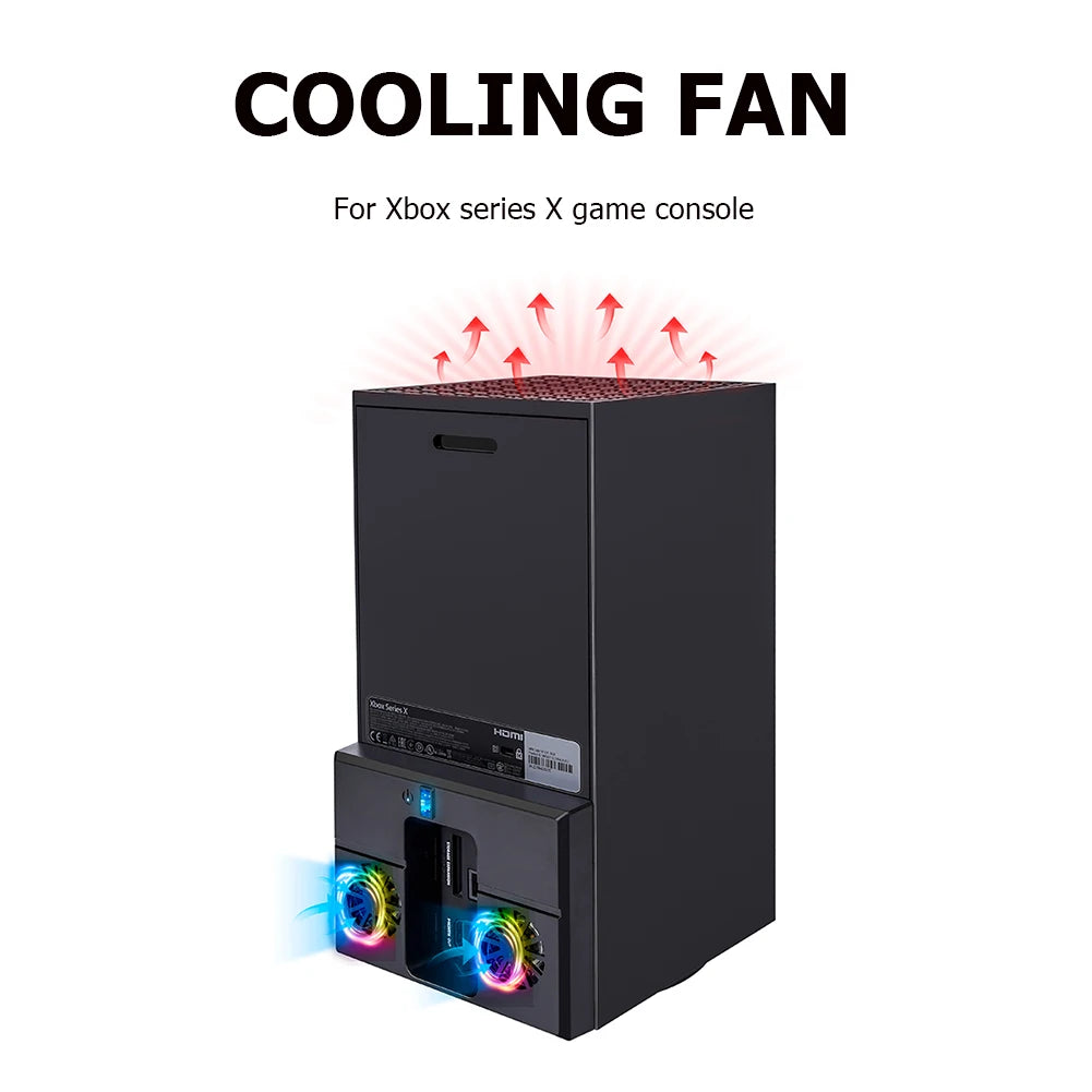 Cooling Fan for Xbox Series X Vertical Cooling Stand Cooling System with Colorful RGB Lights &  USB Port for Xbox Series X
