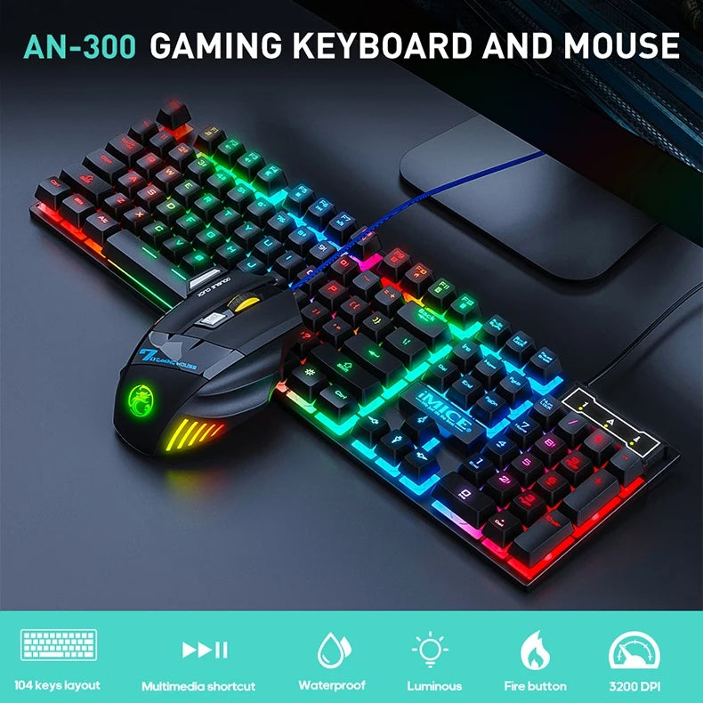 104 key Backlit Mechanical Keyboard Wired Gaming Keyboard waterproof Luminous keyboard And Mouse Set for Gamer PC Laptop Office