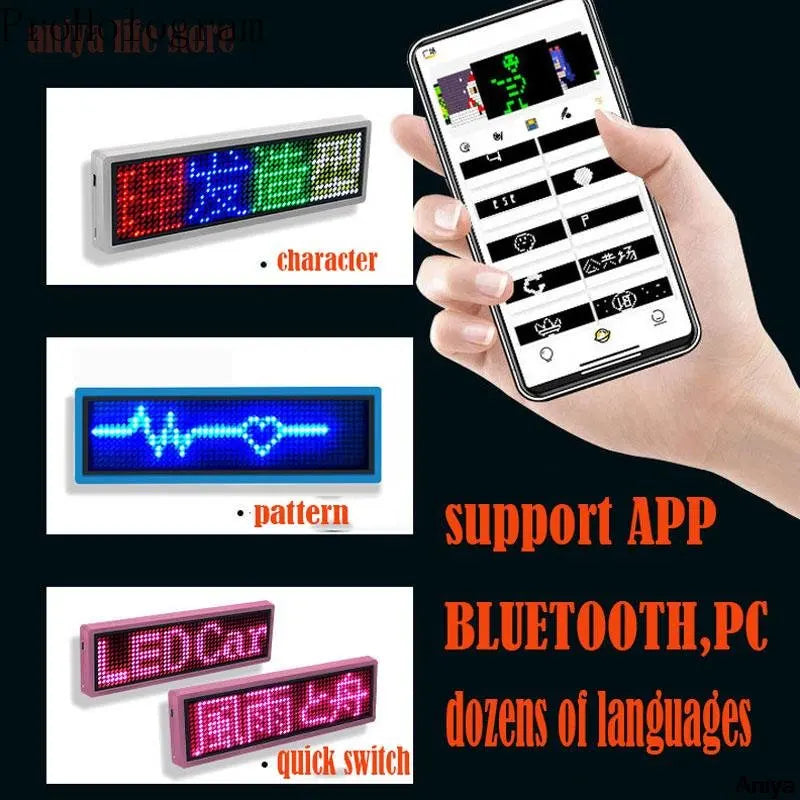 LED Name Badge Multi-color LED Display DIY Programmable Scrolling Message Light Board Mobile Control Text Message Light Board