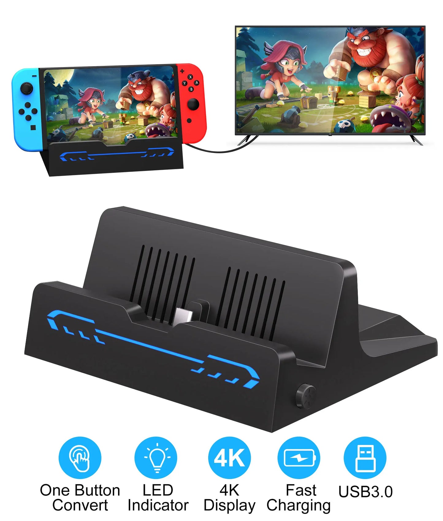 Switch Docking Station For Nintendo Switch OLED/Nintendo Switch Accessories,Portable TV Docking Station with 4K Adapter