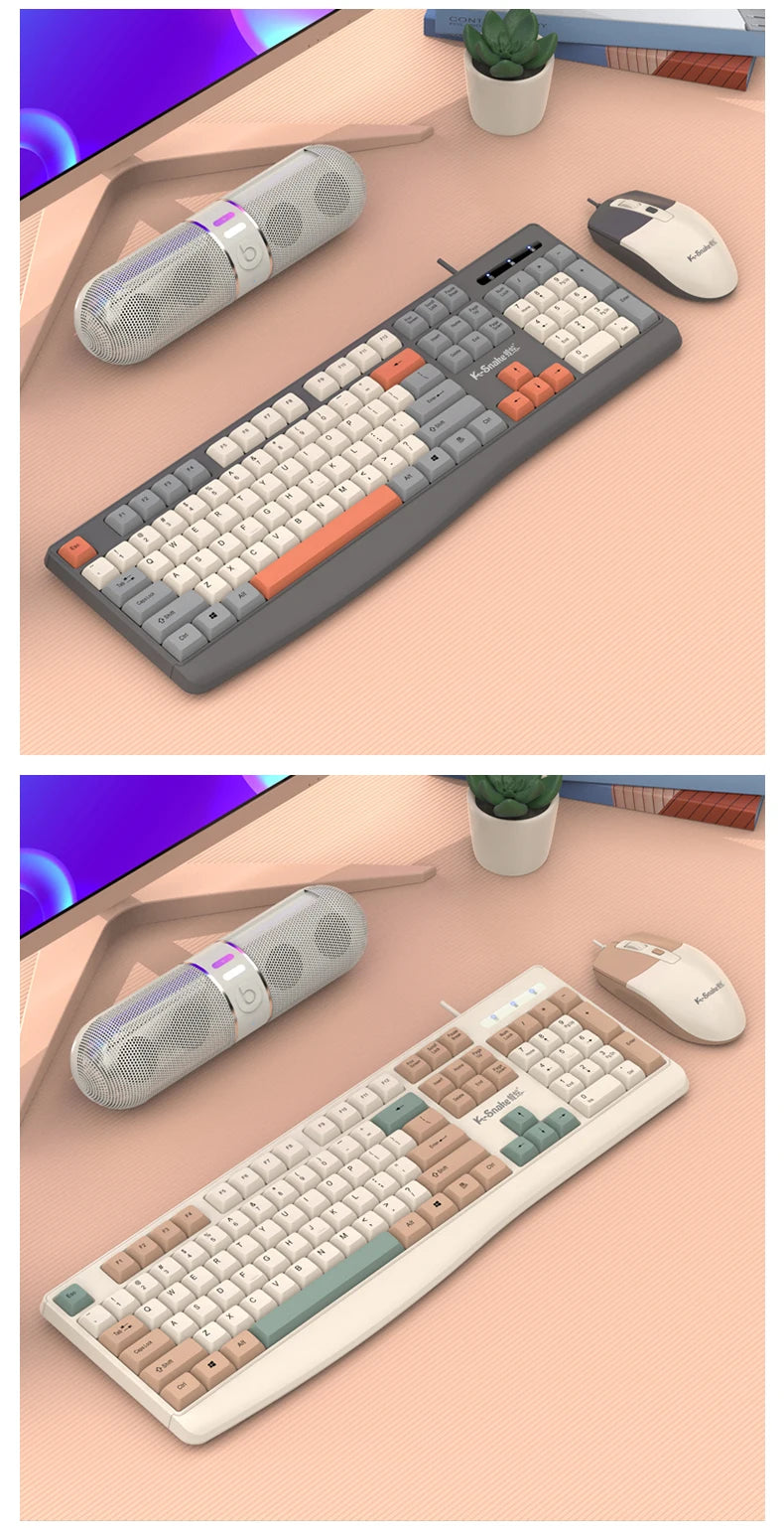 K-snake KM300 Wired Keyboard and Mouse Set USB Ergonomic Desktop Laptop Keyboard and Mouse Home Office