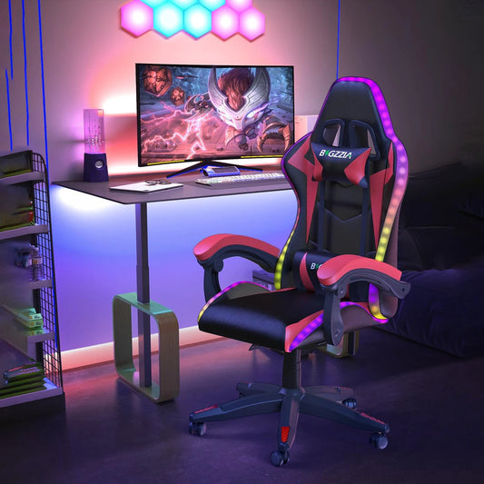 Gaming Chair with LED Gaming Chair Gamer Chairs RGB Light Lighting Computer Chair Height Adjustable Ergonomic Office Chair