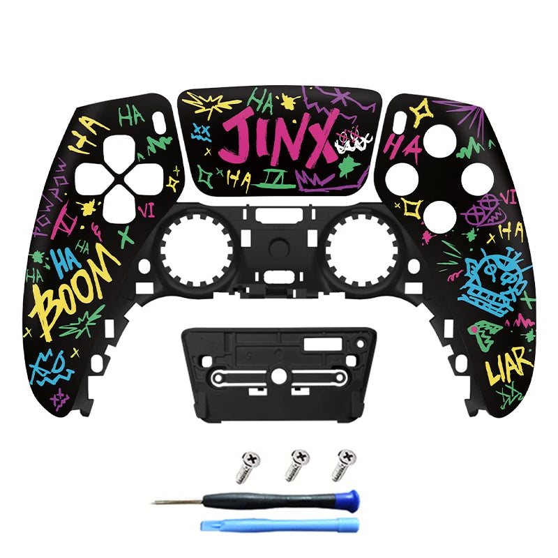 Redesigned and replaced front shell touchpad compatible with PS5 controller BDM-010, 020, 030, 040, 050-James、Jinx pattern