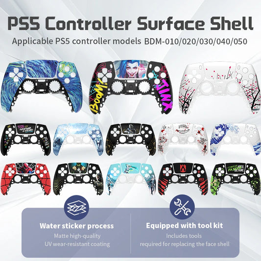 Redesigned and replaced front shell touchpad compatible with PS5 controller BDM-010, 020, 030, 040, 050-James、Jinx pattern