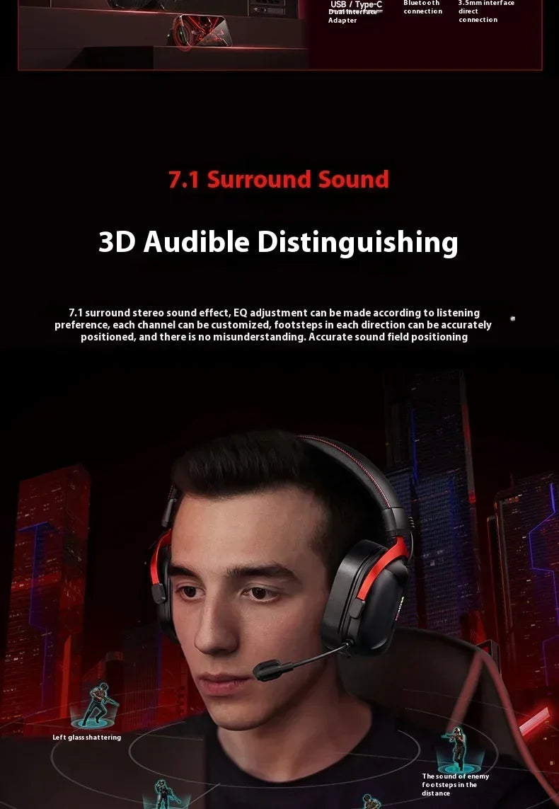 MCHOSE S9 Pro E-sport Gaming Headphone 3-mode Wireless Aluminum Alloy AI Noise Reduction Gaming Headset Gaming Accessory Custom