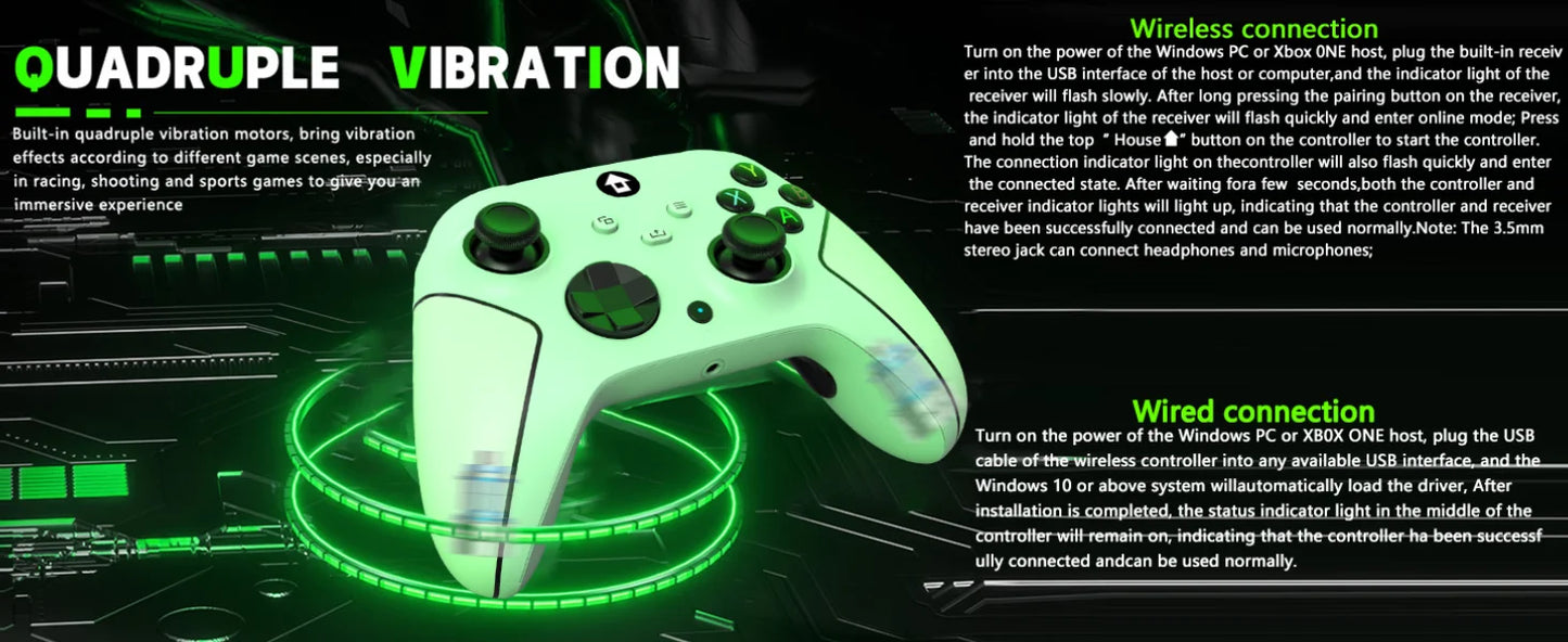 Upgraded 7 Colors RGB Wireless Controller XB023 for XBOX,Steam,Windows with Dual Vibration ,AUTO TURBO Function&Programmable