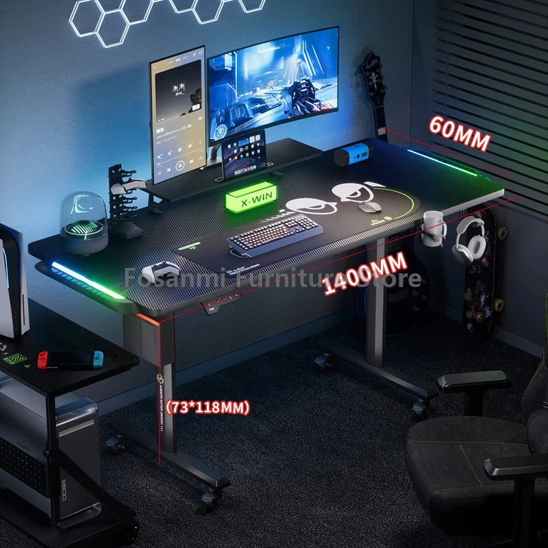 Electric Adjustable Height Computer Desk Carbon Fiber Gaming Table for Home Sturdy and Spacious Room Motion Desk Standing Table