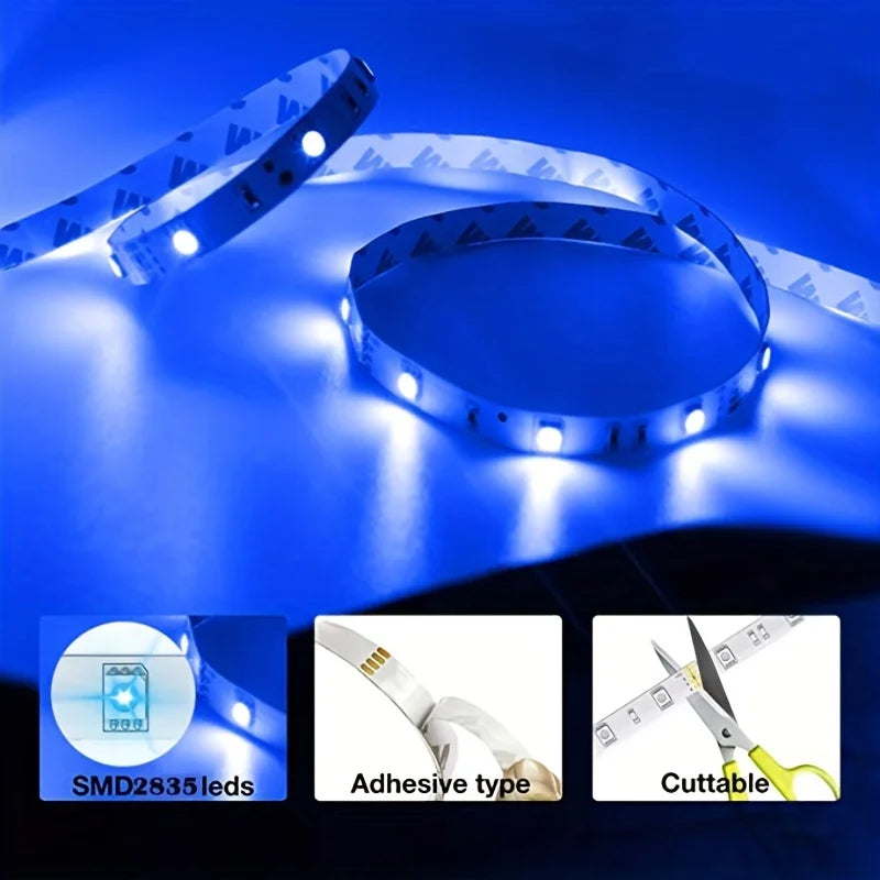 Blue 5V USB Charing Led Strip Lights For Smart TV Backlight For Gaming Room Decoration Home Bedroom Room Car Decor Lighting Lamp