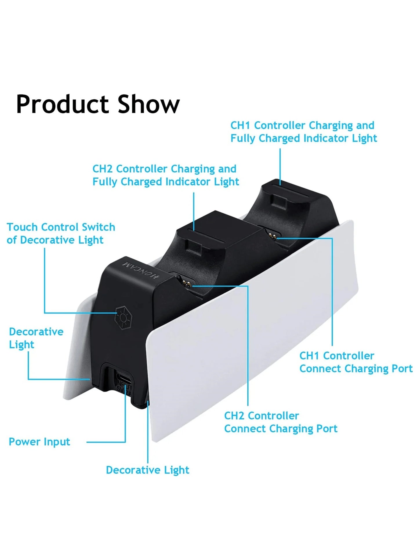 Controller Charging Station with Dual Fast Charger Dock for PS5 DualSense Wireless Controller with LED Charging Indicators