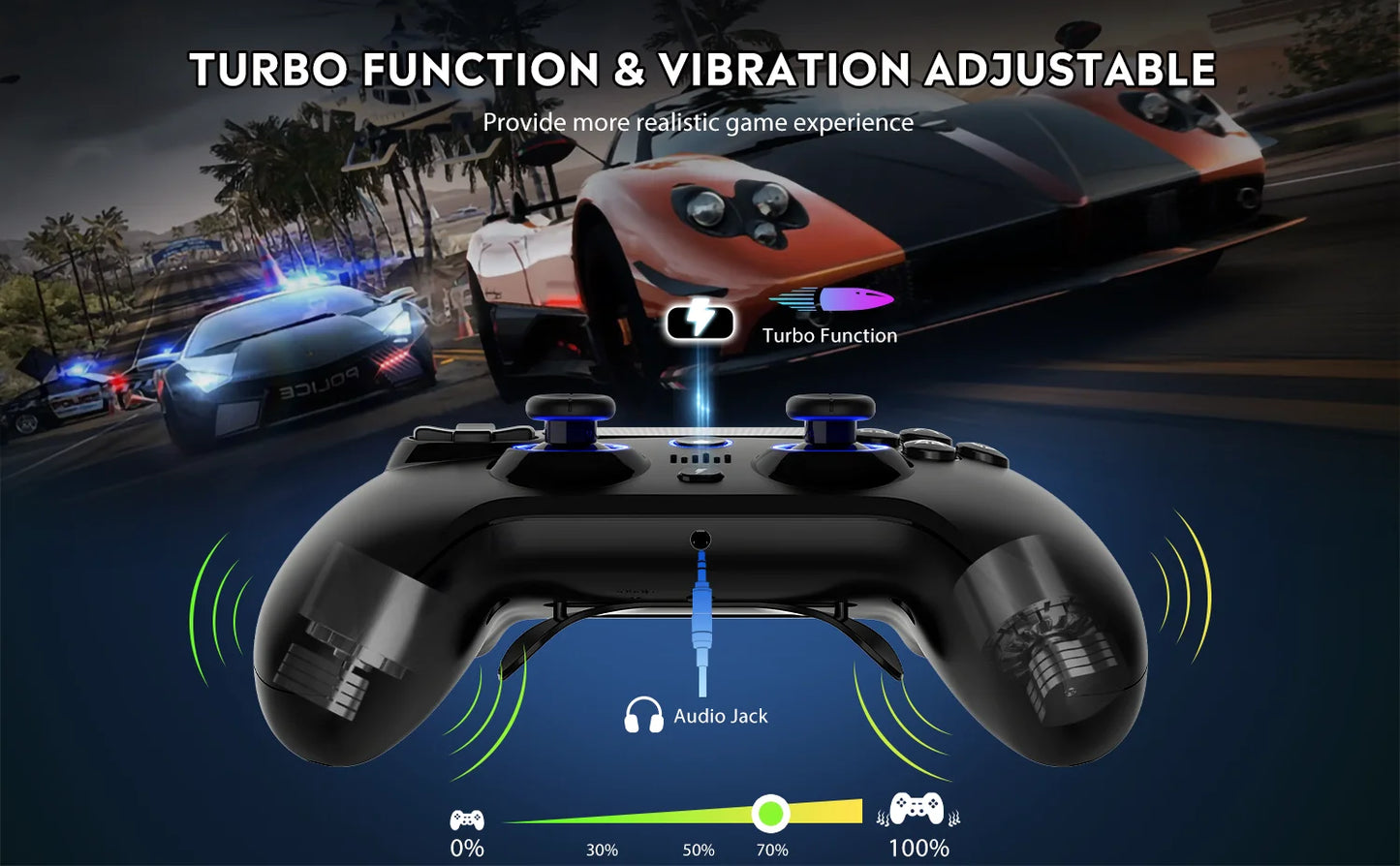 Original QRD Spark N5 Wireless Controller for PS5 PS4 PS3 IOS Android PC Hall 9-color LED lights Vibration effect PS4 Gamepad