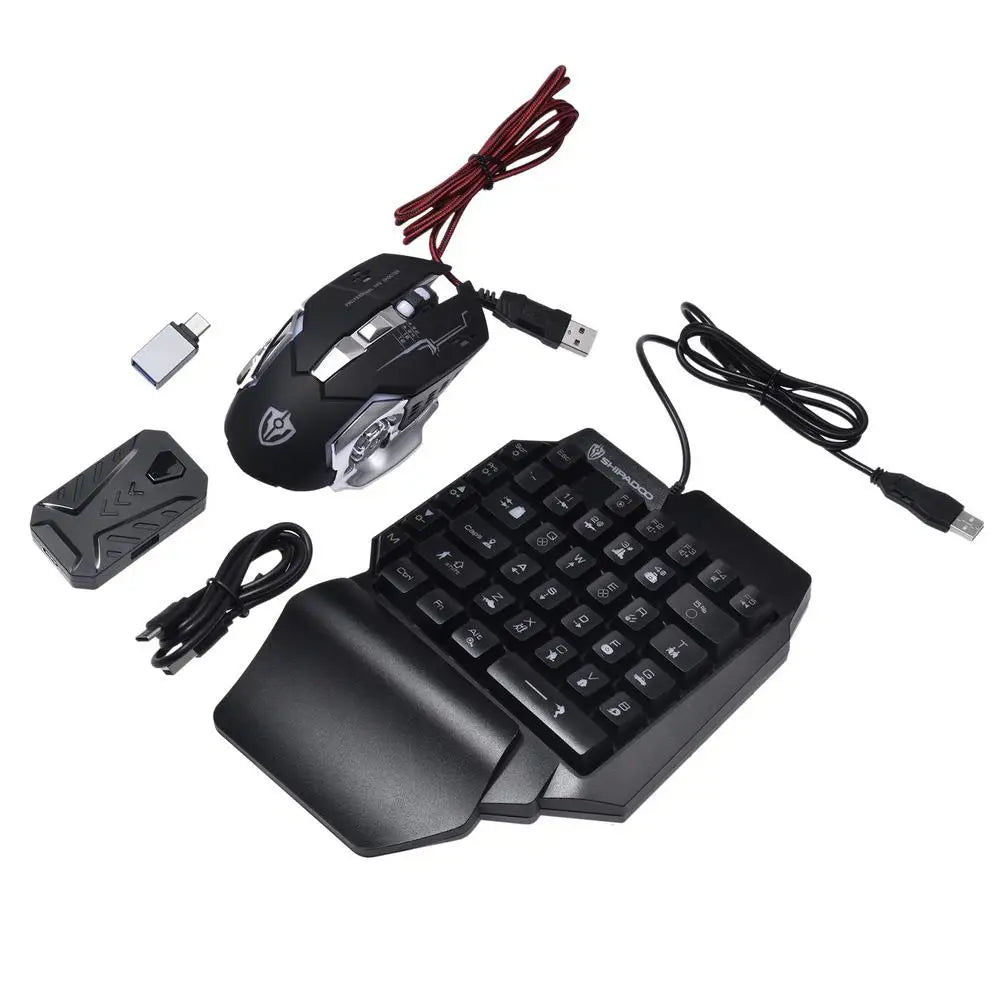 Wired Mechanical Backlight Keyboard And RGB Mouse Converter Combo Set With Rainbow Backlight For PS4/PS5/switch//X/S