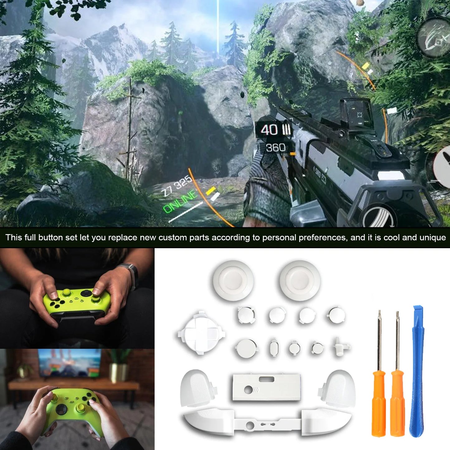 Replacement Kit For Xbox Series X Controller LB RB Bumpers Trigger Buttons Guide Button With Screwdriver Game Accessories