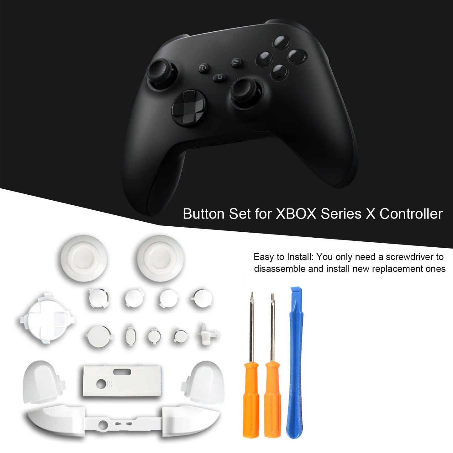 Replacement Kit For Xbox Series X Controller LB RB Bumpers Trigger Buttons Guide Button With Screwdriver Game Accessories