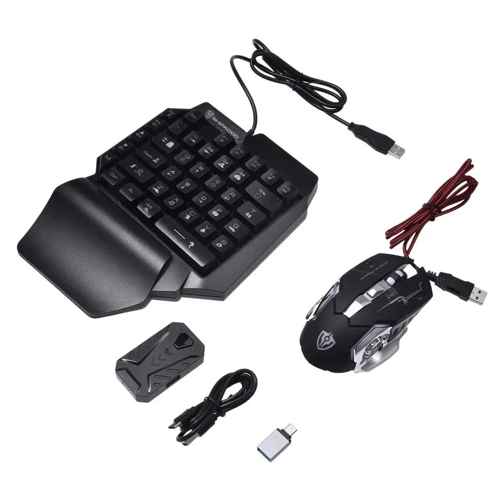 Wired Mechanical Backlight Keyboard And RGB Mouse Converter Combo Set With Rainbow Backlight For PS4/PS5/switch//X/S
