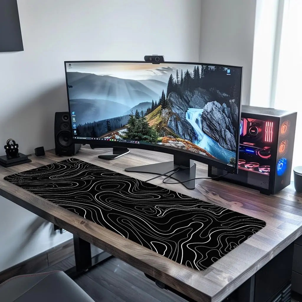 Gaming Mouse Pad Large Keyboard Pad Keyboard and Mouse Pad 31.5 x 11.8in Desk Mat Topographic Mouse Pad  for Office home