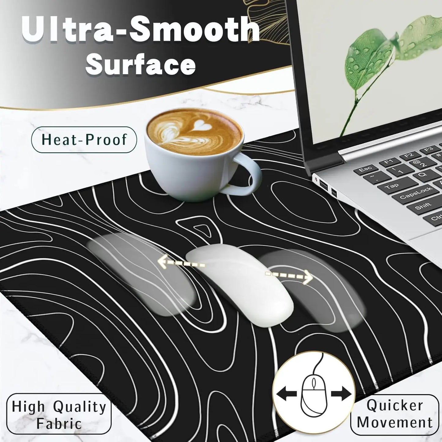 Gaming Mouse Pad Large Keyboard Pad Keyboard and Mouse Pad 31.5 x 11.8in Desk Mat Topographic Mouse Pad  for Office home