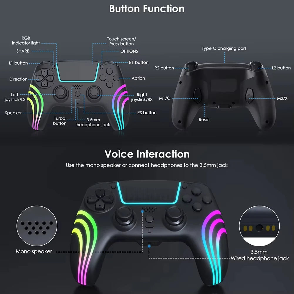 Playstation 5 Controller For Ps5/Ps5 Pro/Ps5 Slim With Hall Joystick Dual Vibration Wireless Bluetooth Gamepad Turbo Programming