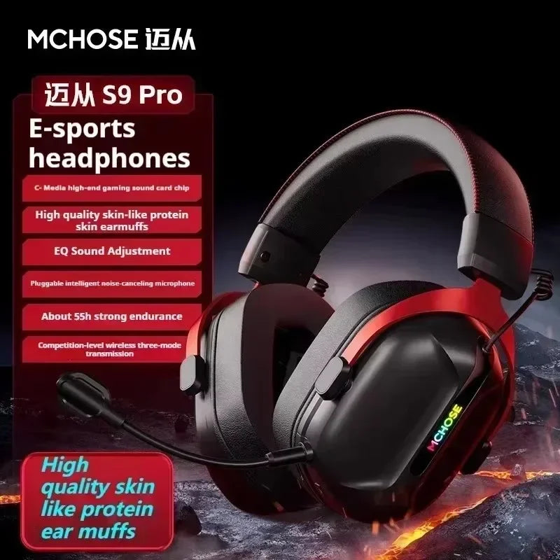 MCHOSE S9 Pro E-sport Gaming Headphone 3-mode Wireless Aluminum Alloy AI Noise Reduction Gaming Headset Gaming Accessory Custom