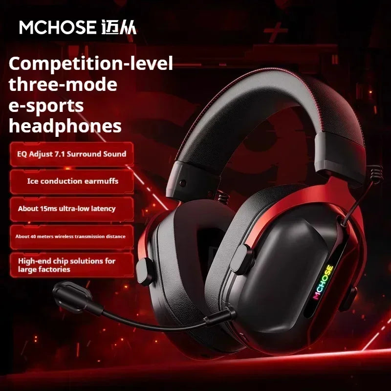 MCHOSE S9 Pro E-sport Gaming Headphone 3-mode Wireless Aluminum Alloy AI Noise Reduction Gaming Headset Gaming Accessory Custom