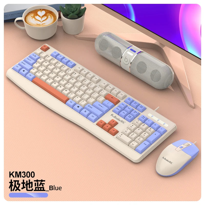 K-snake KM300 Wired Keyboard and Mouse Set USB Ergonomic Desktop Laptop Keyboard and Mouse Home Office