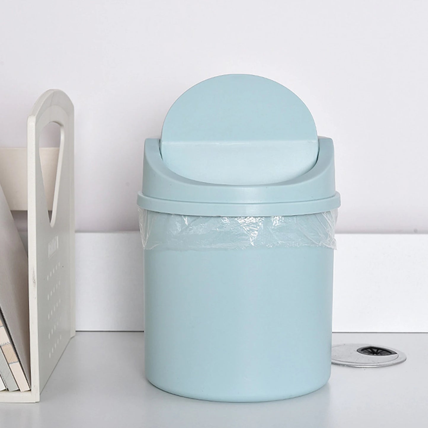 Desk Waste Bin with Lids Desktop Office Organizer Storage Home Garbage Basket Container Table Trash Bin Small Trash Can