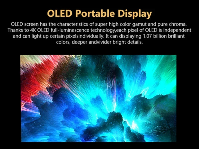 15.6 Inch 4K AMOLED Touch Screen Portable Monitor 3840*2160P 400Nit HDR 100000:1 1MS Gaming Display For PC Laptop Phone PS5 Xbox