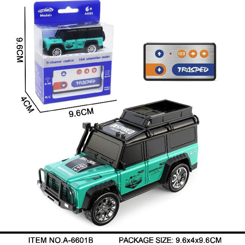 Mini Rc Car Trasped 1:64 Scale Alloy 5-Channel Electric Remote Control Desktop Vehicle With Trailer Premium Small Toy