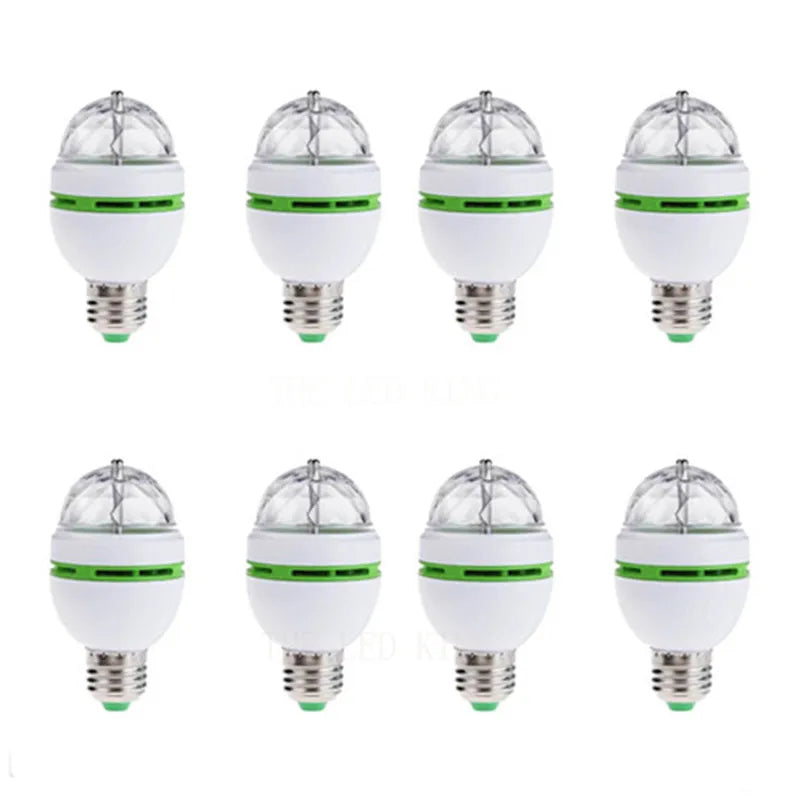 Birthday Party E27 Colorful Auto Rotating RGB LED Stage Light Effect Disco Lamp Crystal Magic Ball Club Bulb DJ AC 85-265V