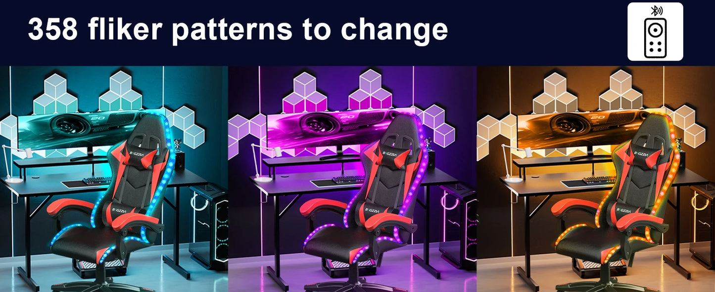 Gaming Chair with LED Gaming Chair Gamer Chairs RGB Light Lighting Computer Chair Height Adjustable Ergonomic Office Chair