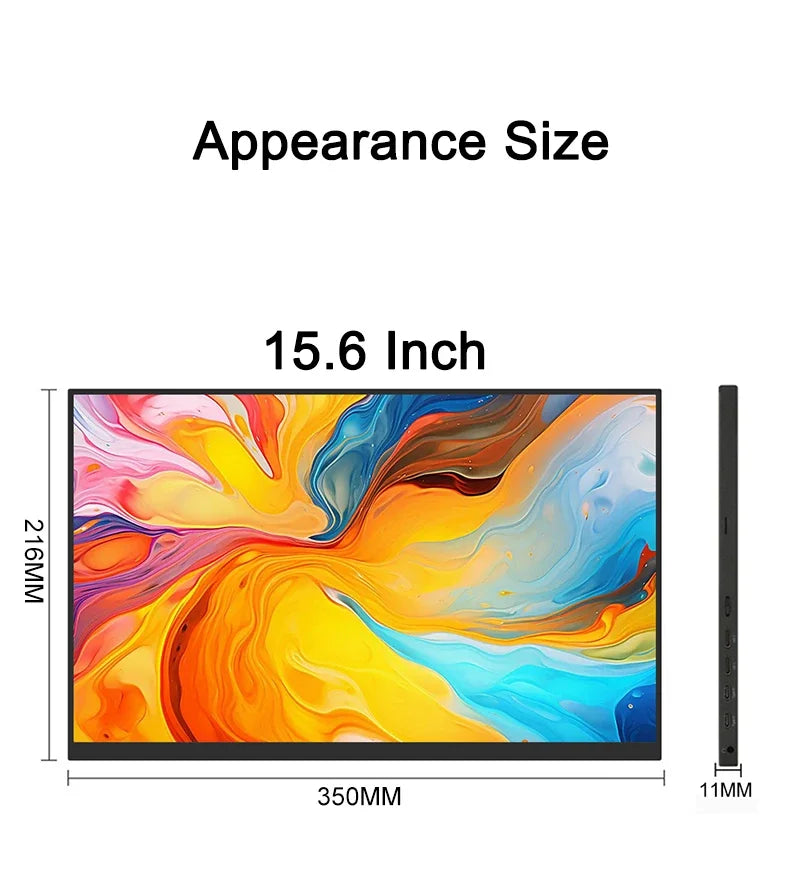 15.6 Inch 4K AMOLED Touch Screen Portable Monitor 3840*2160P 400Nit HDR 100000:1 1MS Gaming Display For PC Laptop Phone PS5 Xbox