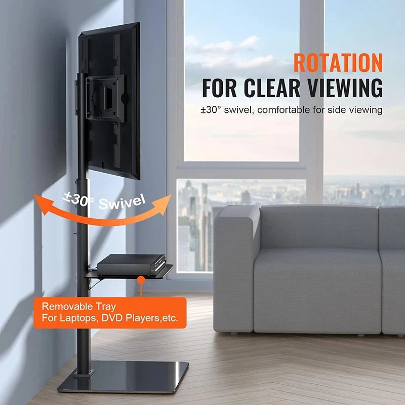 Rolling TV Stand, Mobile TV Cart on Wheels for 32-65 Inch Flat Screen TVs Swivel Height Adjustable Floor TV Stand VESA 600x400mm