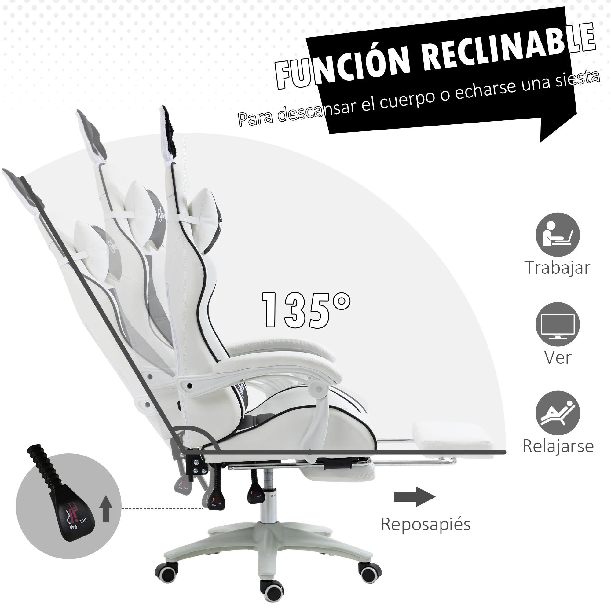 Vinsetto Swivel Pu Leather Gaming Chair with Adjustable Height 65X63X136-142Cm