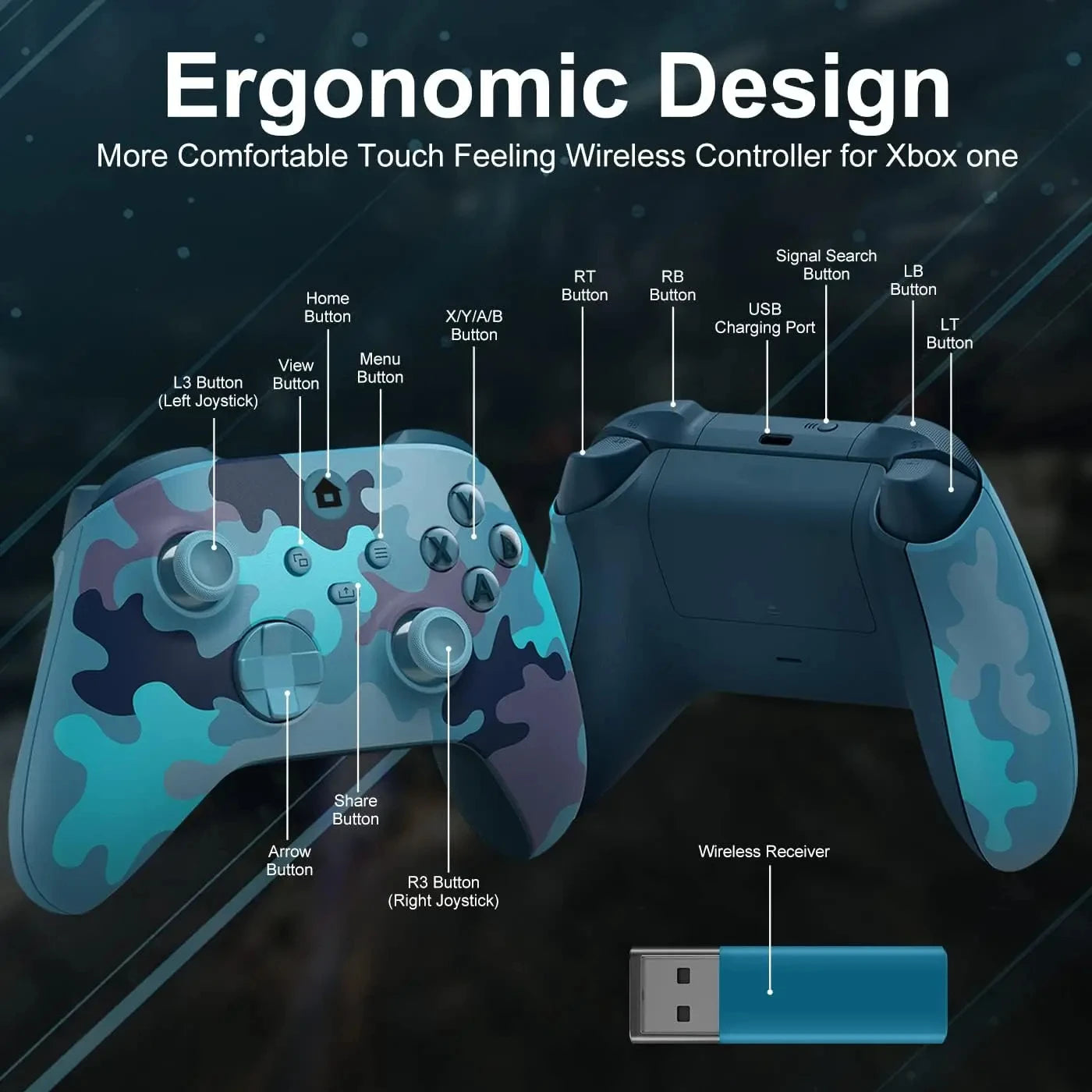 2025 New Wireless Controller Compatible with Xbox One, Xbox Series X/S, Xbox One X/S, PC with 2.4GHz Wireless Adapter Gamepad
